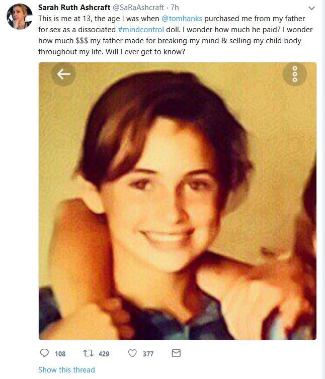 Joel_D_E's tweet photo. I was thinking about watching Tom Hank’s excellent movie “Big” when I remembered he was a pedophile who bought a child who was 13.  #pizzagate #Pedowood #SAVETHECHILDERN https://t.co/zsMUzE84tj