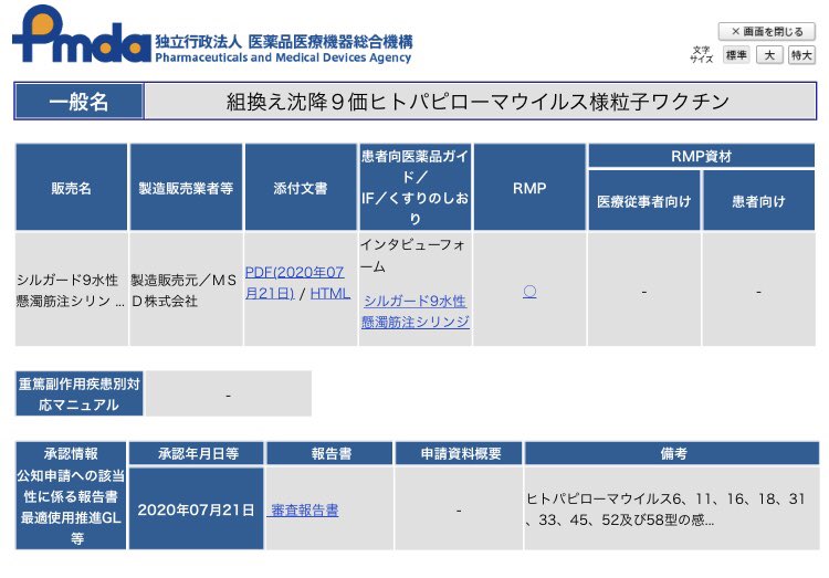 Mugen Ujiie 氏家 無限 組換え沈降９価ヒトパピローマウイルス様粒子ワクチン シルガード9水性懸濁筋注シリンジ 添付文書 インタビューフォーム 審査報告書 T Co Em914vwvpy