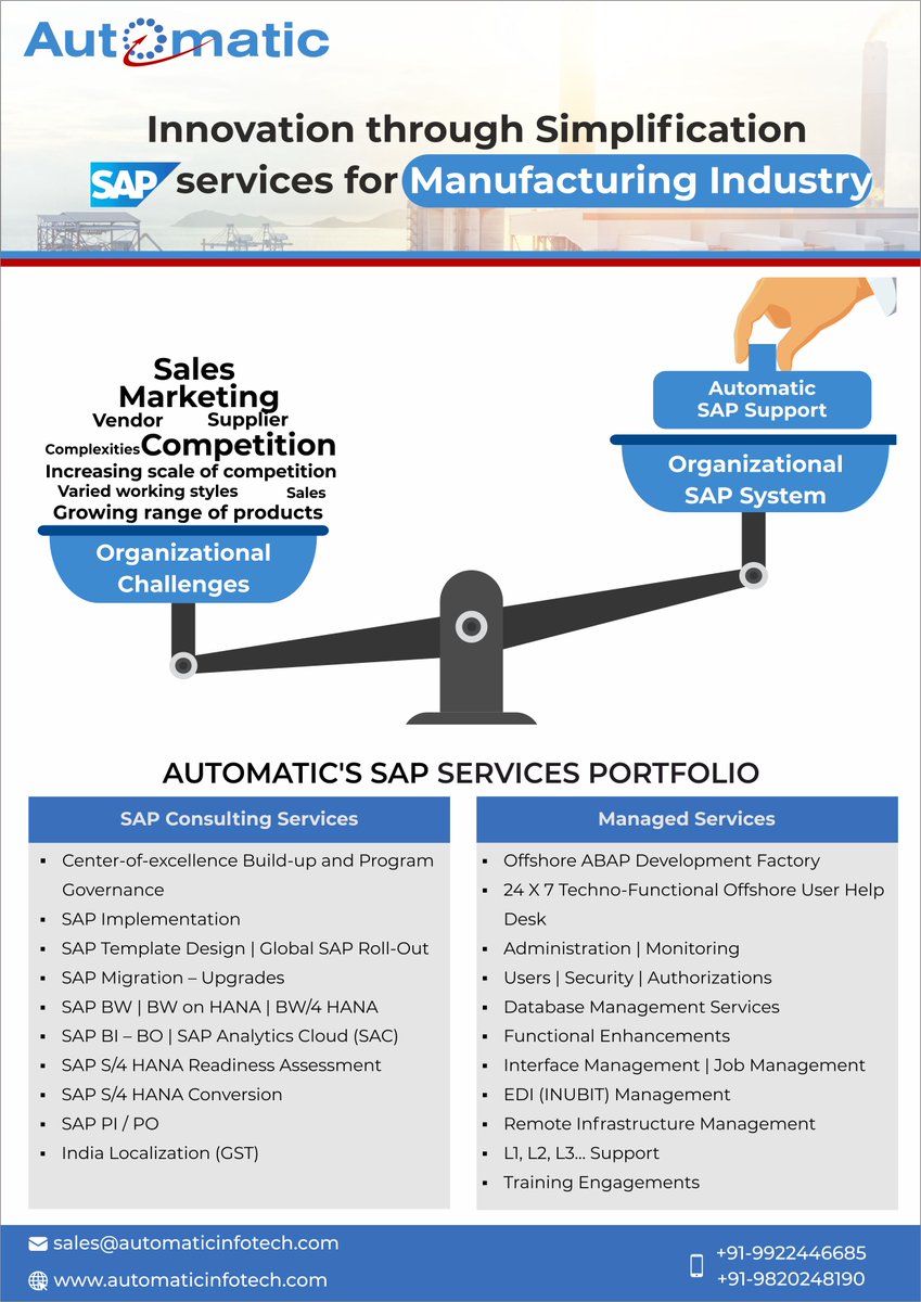 Autoinfocareers's tweet photo. #SAPServices #SAPPartner #SAPOutsourcing #SAPManagedServices #SAP #SAPSupport #S4HANA #SAPHANA #ExtendedTeam #SAPSystem #SAPConsultant #SAPApplication #Industry #business #ITBudget #Solutions #manufacturingindustry #manufacturers #manufacturing #CIO #CFO #CTO #HeadSAP https://t.co/kthAklmuyi