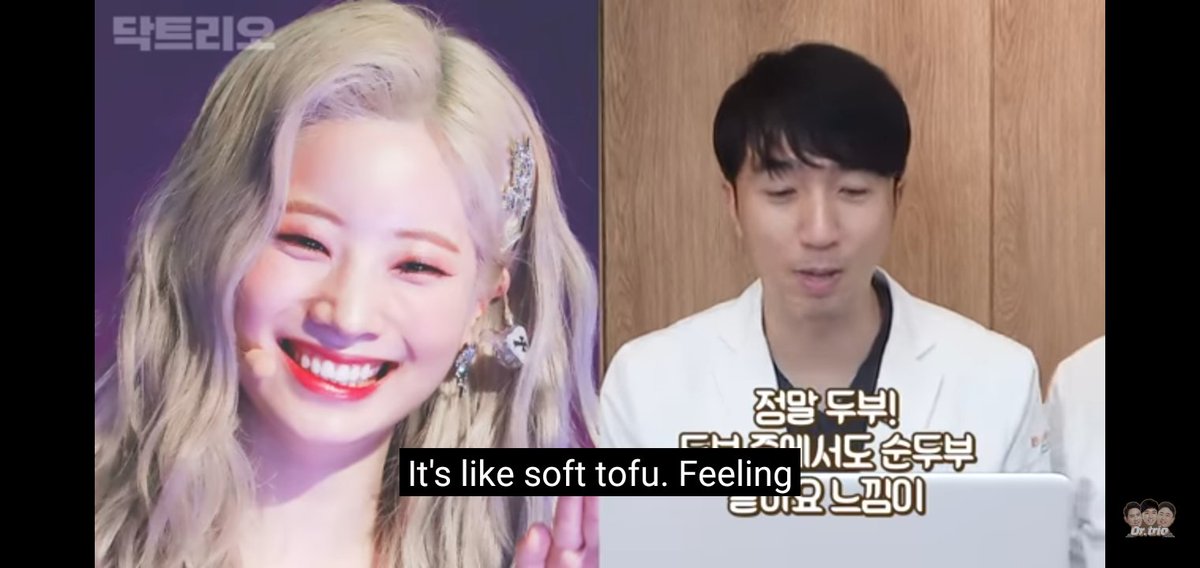 DAHYUNThey're are captivated by Dahyun's cute facial features and plump orange feels, they even said she's like a soft tofu. They talked about her viral eagle dance video, it just proves that it's relevant until now. Dubu has a very vibrant beauty, very rare these days.