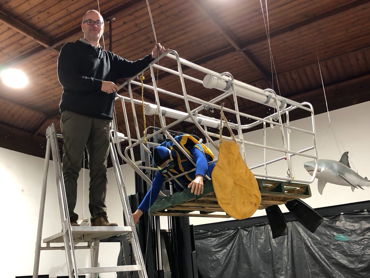 RodneyFoxMuseum's tweet photo. Another job done at the Rodney Fox Museum & Learning Centre. Abalone cage and diver installed, going to make part of an interesting display and story. #rodneyfox #museum https://t.co/7XAxMP8ULw