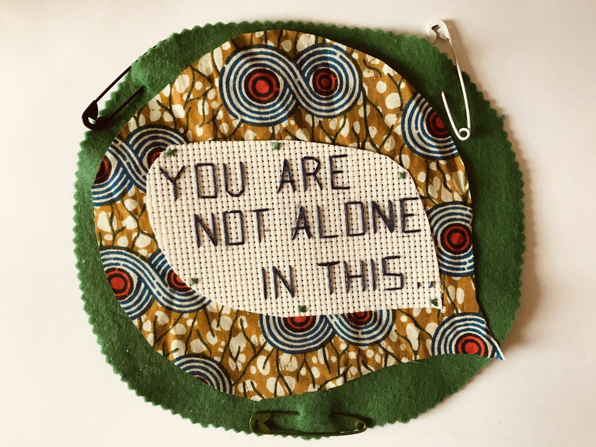 tweetcraftspace's tweet photo. Alinah invites you to stitch a message to connect with people and counter feelings of isolation and loneliness. Make one for yourself, gift one to someone else or display it in a public space as an act of emotional unity. #CraftInCommon #WeareCommoners https://t.co/i2i6uF6QMY https://t.co/mV93N8xSyp