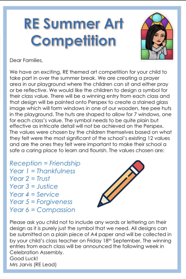 mapleclass51's tweet photo. Happy Monday Mapleonians, just a little art competition to keep you occupied over the holidays. Your value is Compassion so use your creative imaginations and get designing. Hope you like my cartoon avatar, Miss Brown helped me do it! https://t.co/Y4w6vzzgXq