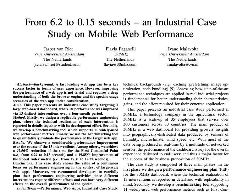 IMalavolta's tweet photo. We worked for 4 months on improving the performance of the @30mhz web dashboard with incredible results, check them out! 

📊 Data and source code: https://t.co/zuTehfU9jf
📄 Article: https://t.co/1e71tdy94F

@VUamsterdam #webdevelopment #webperf @GoogleChrome @____lighthouse https://t.co/5y9D9D8pnQ