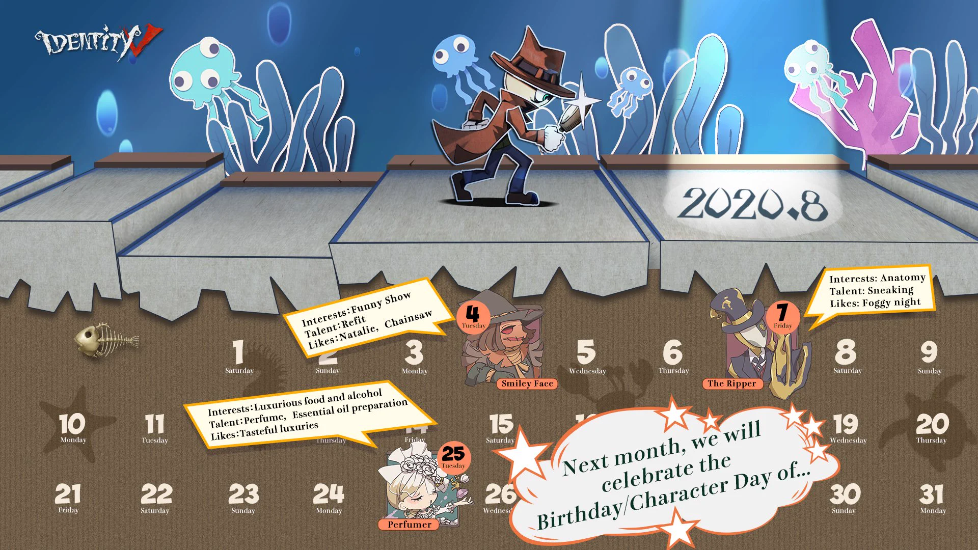 Identity V az X-en: „August Birthday/Character Day Calendar is