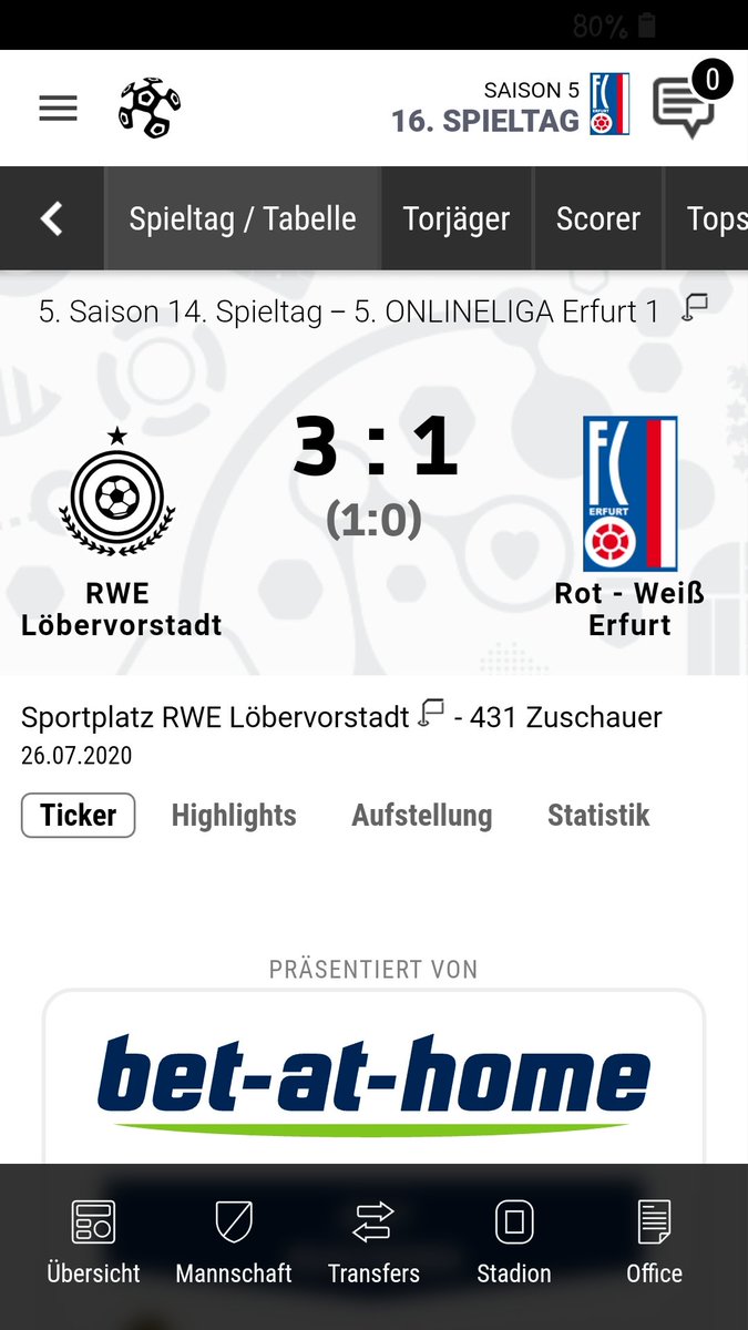 HelmardLP's tweet photo. Nach 2 verlorenen Spielen gegen An der Lache (0:3) und RWE Löbervorstadt (3:1), gewinnen wir unser auaverkauftes Heimspiel gegen den Absteiger FC Marbach mit 2:0 . Lars Lüthje schiesst uns zum Sieg mit 2 überragenden Toren. Weiter so!
#Onlineliga #Liga5 #Erfurt1 #RWE https://t.co/FnA7ivB31y