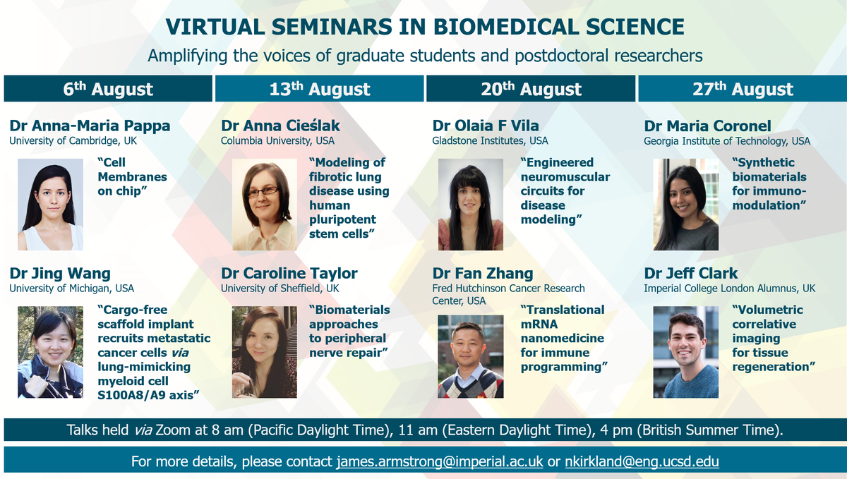 jrmstrng's tweet photo. Not sure how it is nearly August!? But a new month means a new lineup of fantastic speakers, giving #Virtual #Seminars in #Biomedical #Science every Thursday!

Register:
https://t.co/xJ4Mf8ezIh

Submit abstracts:
https://t.co/76fFKUxQ1H

Watch past talks:
https://t.co/Daxvroj6QD https://t.co/lP1czjppe1