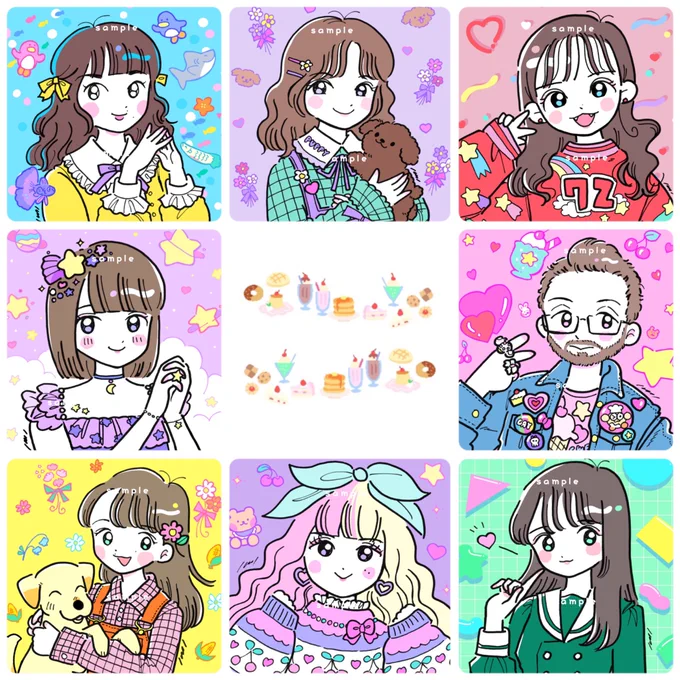 遅くなりましたが、これまでに描かせて頂いたアイコンイラストをまとめてみました☀️
似顔絵はイベント以外だとなかなか描くチャンスがないのでとても楽しかったです?? 