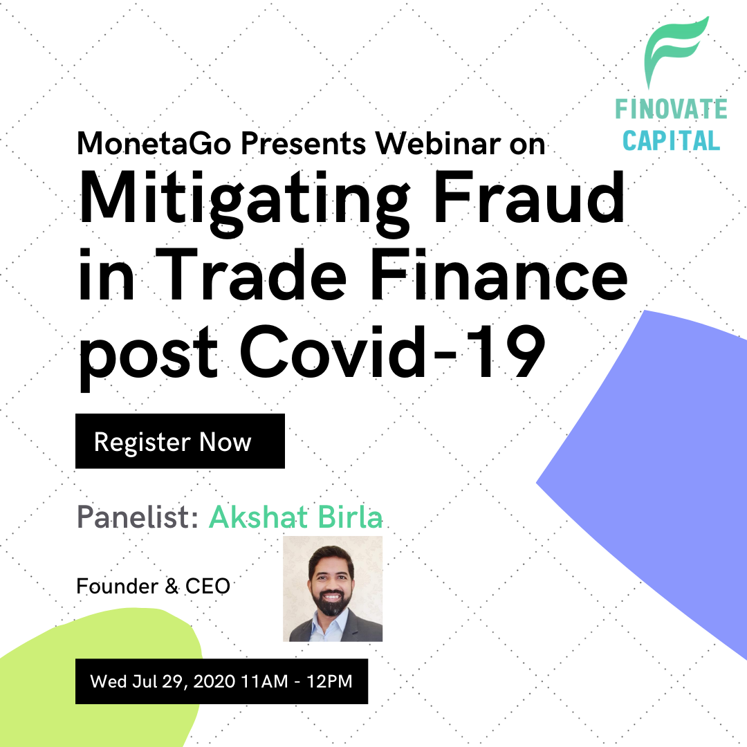 FinovateCapital's tweet photo. @AkshatBirla, our CEO, will be discussing issues around enabling "Trust" in trade financing transactions at the Webinar hosted by @Monetago.

'Mitigating Fraud in Trade Finance'. Join us: 
https://t.co/nvOmmoyjEw

#TradeFinance #SupplyChain #cashflow #InvoiceDiscounting #fintech https://t.co/ok3YPcGMoE