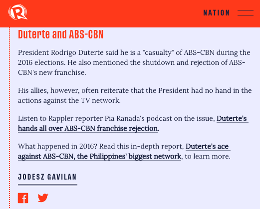  #SONA2020 President Duterte and ABS-CBN  https://rappler.com/nation/updates-duterte-state-of-the-nation-address-2020