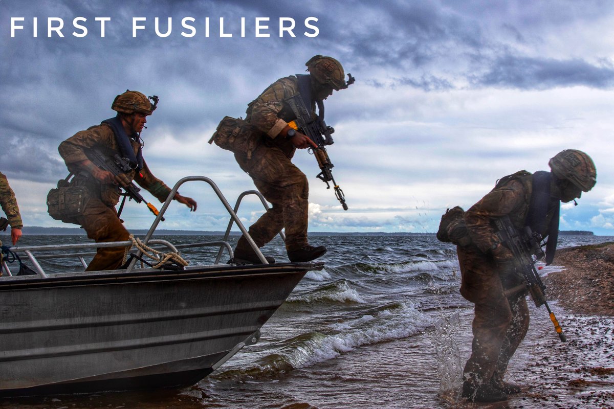 FirstFusiliers's tweet photo. The NCO cadre followed up the Urban Training with an amphibious assault onto one of the small islands on the coast of Estonia. Getting straight into the fight as they came off the boats, this was a testing and rewarding final attack.
#FusilierFightingSpirit #FIWAF https://t.co/1vj8VbXxQg
