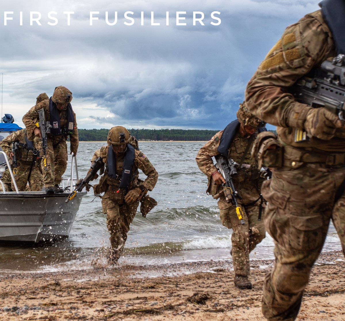 FirstFusiliers's tweet photo. The NCO cadre followed up the Urban Training with an amphibious assault onto one of the small islands on the coast of Estonia. Getting straight into the fight as they came off the boats, this was a testing and rewarding final attack.
#FusilierFightingSpirit #FIWAF https://t.co/1vj8VbXxQg