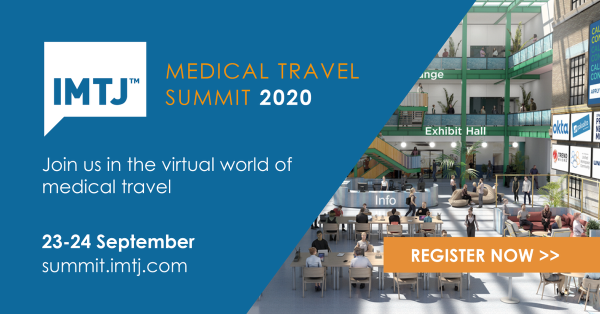 imtjonline's tweet photo. How is COVID-19 changing the nature of medical travel? Find out at the IMTJ Medical Travel Summit 2020 on 23-24 September.
Register here: https://t.co/PG0w0GiK3q
Agenda and list of speakers available to view now: https://t.co/RFh9s419up
#IMTJ #medicaltravel #coronavirus https://t.co/C9Ywh3CgFk