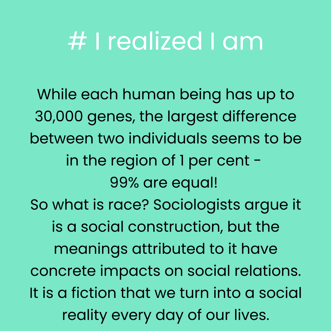 BerlinShapers's tweet photo. It is not only the individual that reinforces racialization, but also the government, the schooling system and other institutions.

#IrealizedIam https://t.co/d1ZK6dR4s5