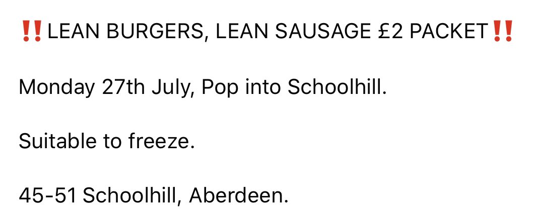 haigsfoodhall's tweet photo. #bargain £2 #burgers and #sausages at #haigs #Aberdeen #today Monday 27th July https://t.co/ruqWSdsacR