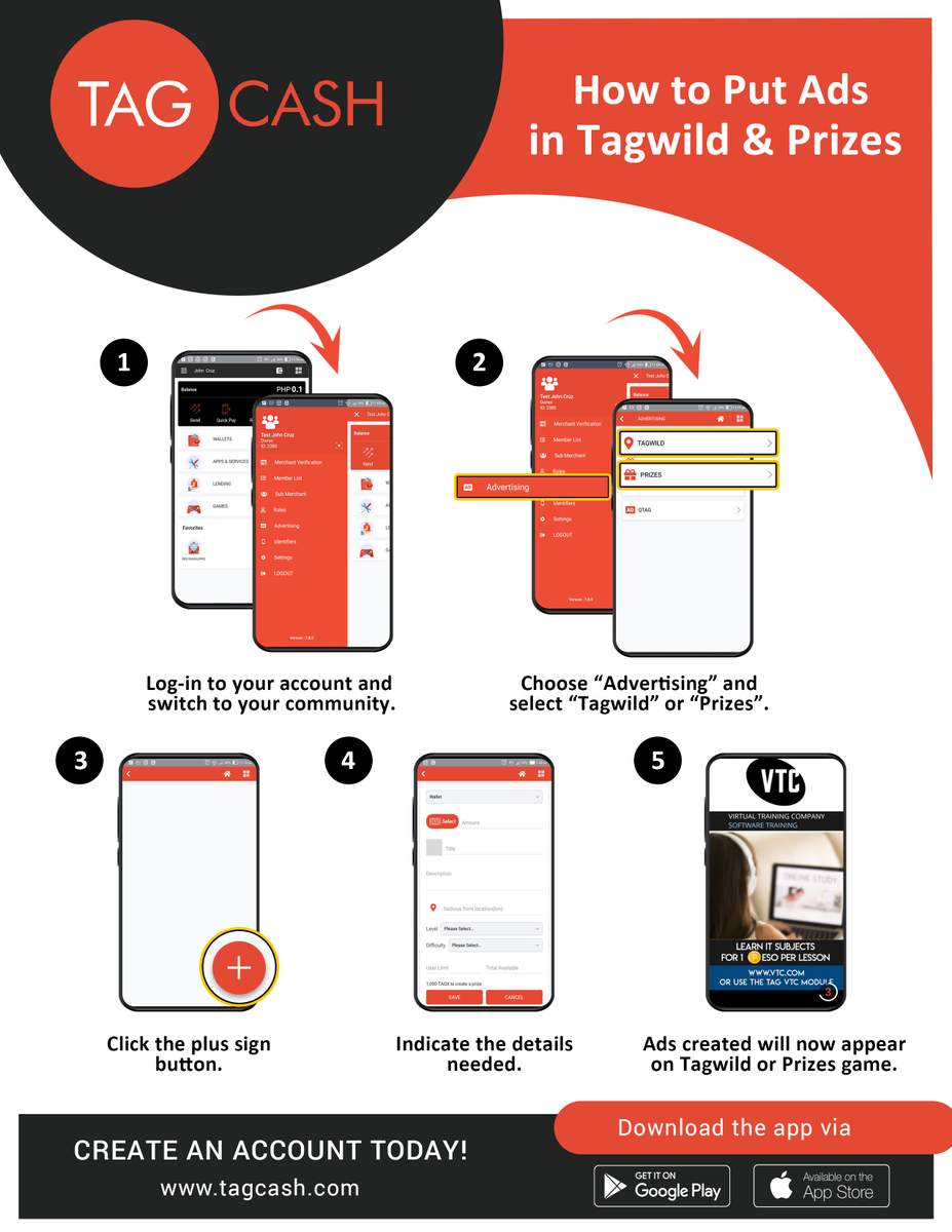 tagcashcom's tweet photo. Want your Ads to appear on Tagcash games? Here’s how you can put Ads in the Tagwild and Prizes game.
No account yet? Create an Account today!
Download our app here:
Playstore- https://t.co/jPW0vE1xMs
Appstore- https://t.co/jorBoDKvfF
#CreatingACashlessFuture https://t.co/O6ptgToCHo