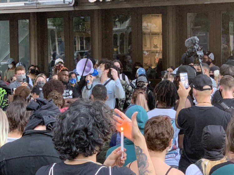 Speaker tonight at  #austinprotests says  #GarrettFoster “didn’t carry his gun with him to protests until a man drove his car into protesters a month ago outside APD. This speaker says he felt safe when Foster was around with his gun.” -  @MikeMarutKVUE