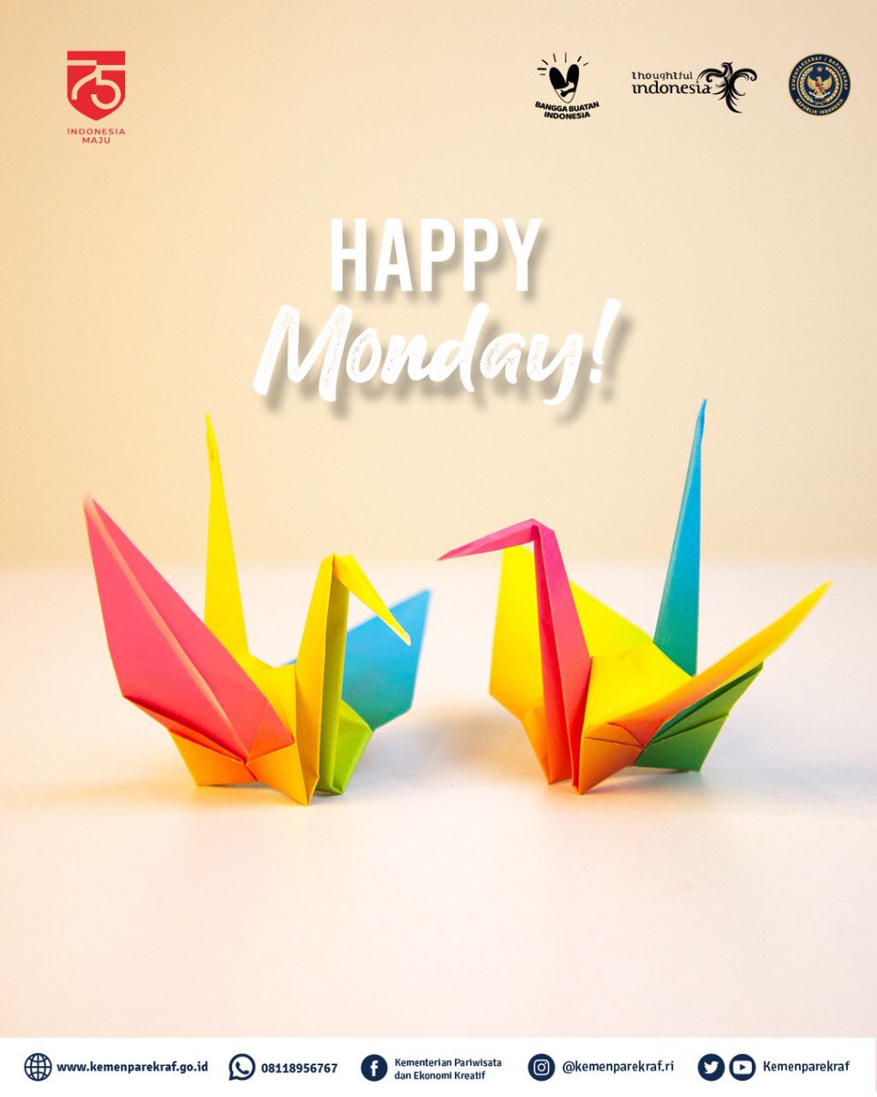 KemenPariwisata's tweet photo. Banyak hal kecil yang sebenernya bisa diambil sisi baiknya. Layaknya Origami, yang bisa melatih koordinasi antara mata dan keterampilan tangan. Mengasah kemampuan daya ingat dan kreativitas kita.
#SobatParekraf Happy Monday! https://t.co/I5QK41uXVH