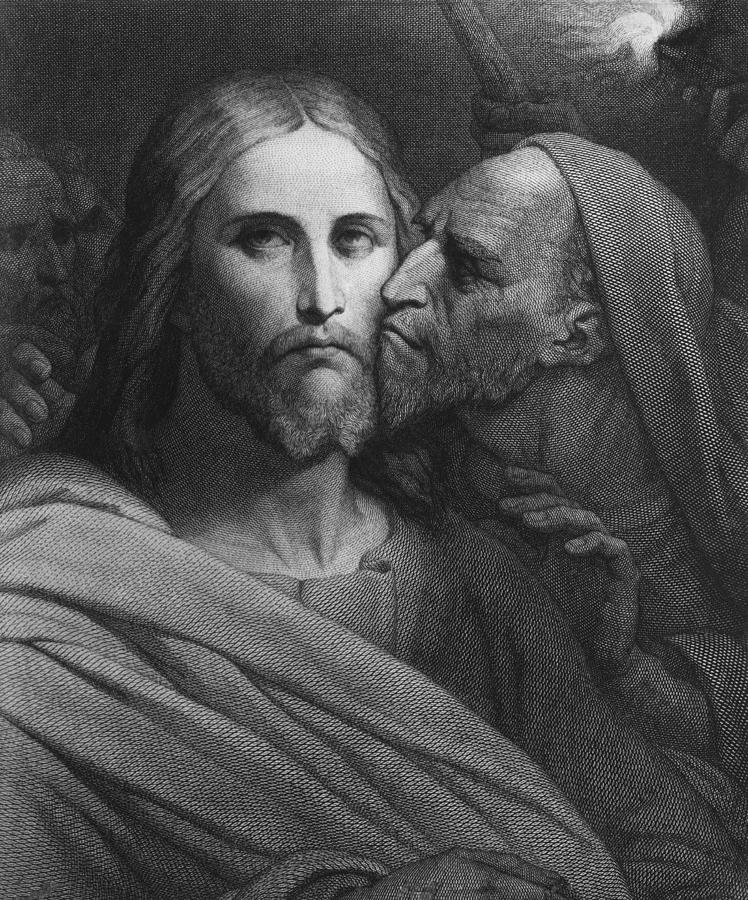 the kiss of judas by ary scheffer: this one is kinda lame. 3/10 but the pure unamused face on jesus makes me crack up every time