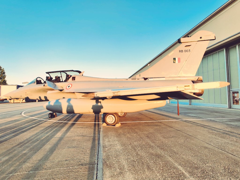 ANI's tweet photo. The new Rafales fly out of France today to join the growing Indian fleet of aircraft: Indian Embassy in France https://t.co/uAbcGNlRQk