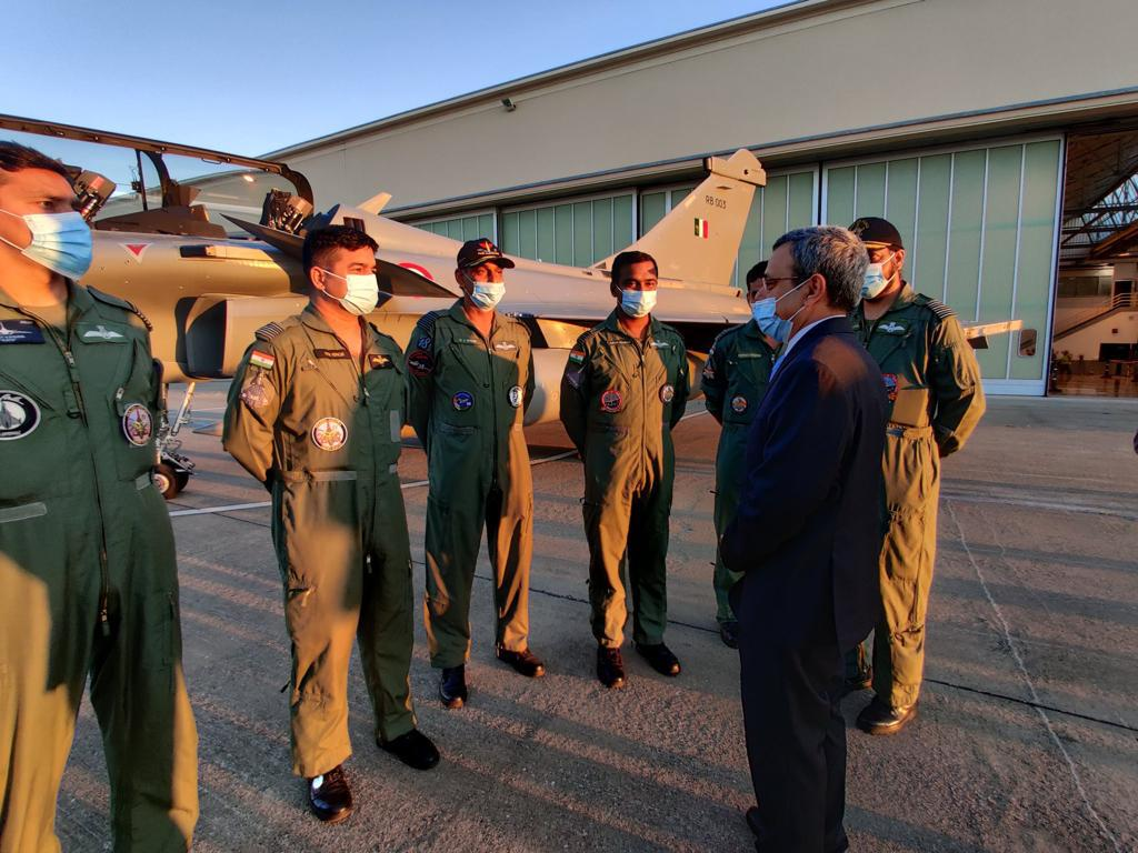 ANI's tweet photo. The new Rafales fly out of France today to join the growing Indian fleet of aircraft: Indian Embassy in France https://t.co/uAbcGNlRQk