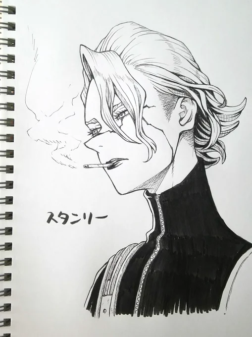 以前「らくがきネタくれ〜!」ってTLで騒いでた流れで、初めて描いたどっすと絵でもある🚬の鉛筆らくがきがありまして。で、昨日暑くてパソコン触りたくなかったので暇つぶしにペン入れをしていた産物。 