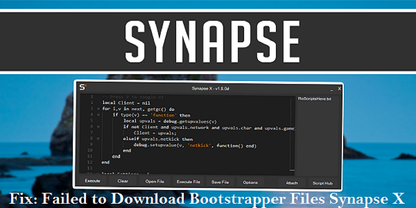 Bondwalker3's tweet photo. Fix: Failed to Download Bootstrapper Files Synapse X

Synapse is one of the best scripting tools. It is known for offering incredible safety and performance. Infact, it is considered the number one exploit on the mark...
#Synapse ,  #Avastantivirus

https://t.co/IJVr82Jj1z https://t.co/qe2WTizqY8