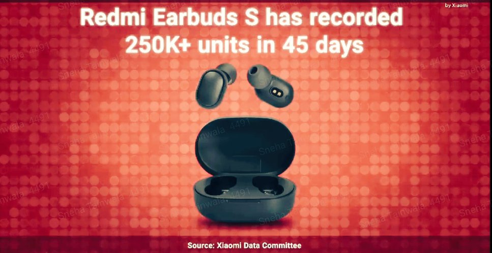 SnehaTainwala's tweet photo. #RedmiEarbudsS has recorded 2️⃣,5️⃣0️⃣,0️⃣0️⃣0️⃣ units in just 45 days! 🔊
#RedmiTWS had earlier done 1️⃣,0️⃣0️⃣,0️⃣0️⃣0️⃣ in its first week (just 7️⃣ days)! In comparison, best-selling #TWS brand had done the same figure in 1 month. 😉
#Xiaomi https://t.co/g9JAqaiG8B