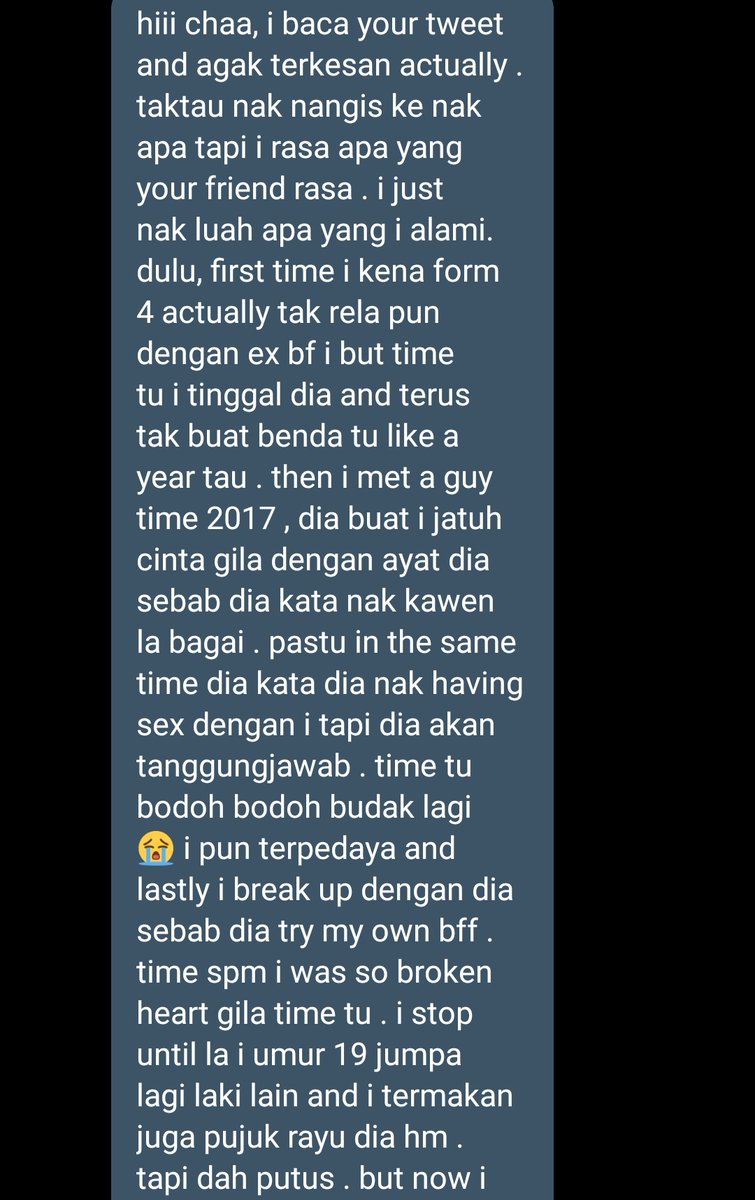 Yee orang selalu kata benda dosa ni syokk and ketagih. Ayat lelaki kata nak kawen ni susah dah nak percaya kan? I tahu ramai lagi nak keluar dari perbuatan tu tapi tak tahu macam mana.