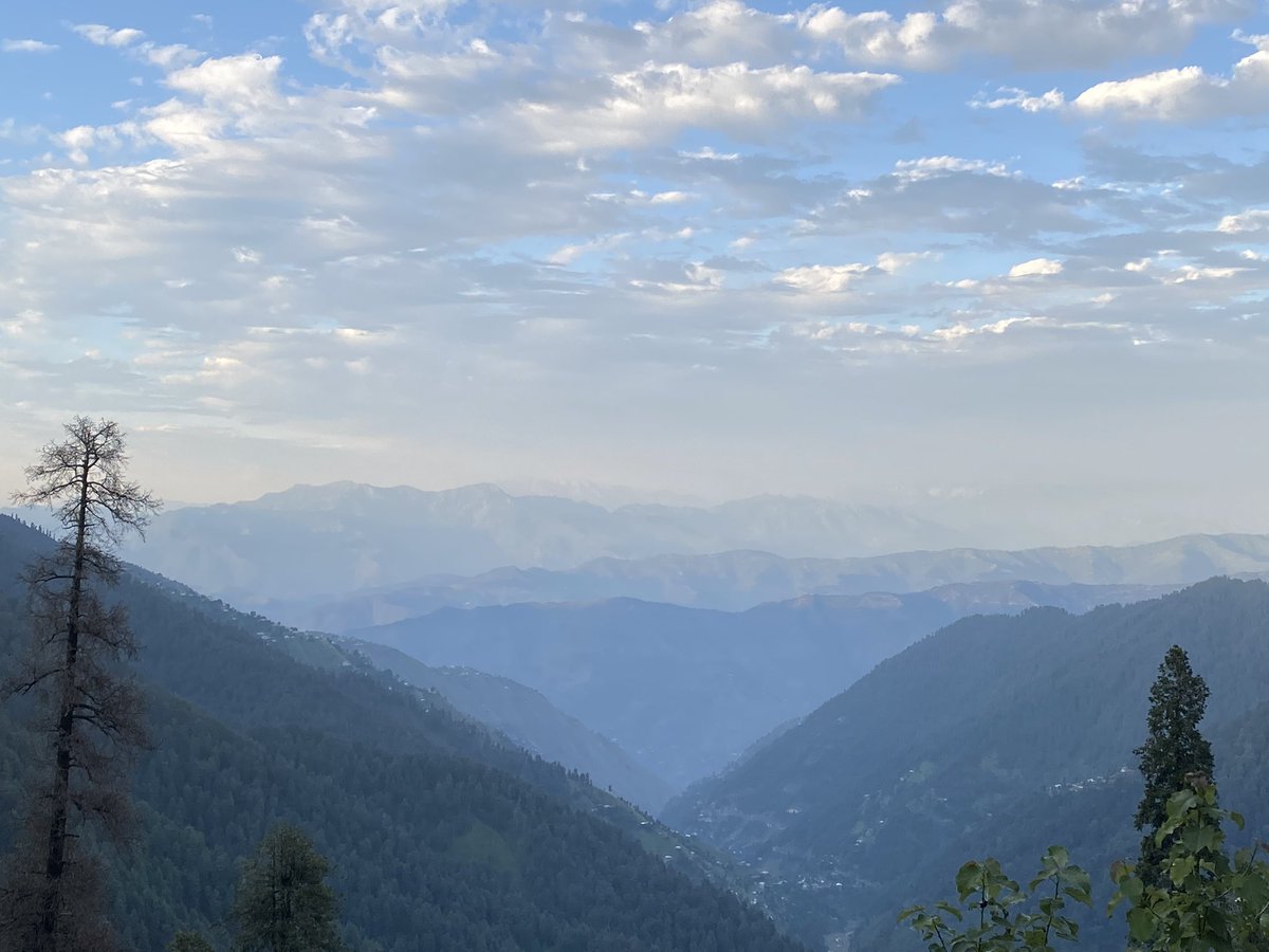 Next day went for a walk - with views of the local high peak Miranjani (9,800 feet) - a spot in Nathiagali by the church allows uninterrupted views of snowclad peaks - the snowy peaks in the far distance are Neelam Valley AJK (left) and Indian Occupied Kashmir (Gulmarg) (right)