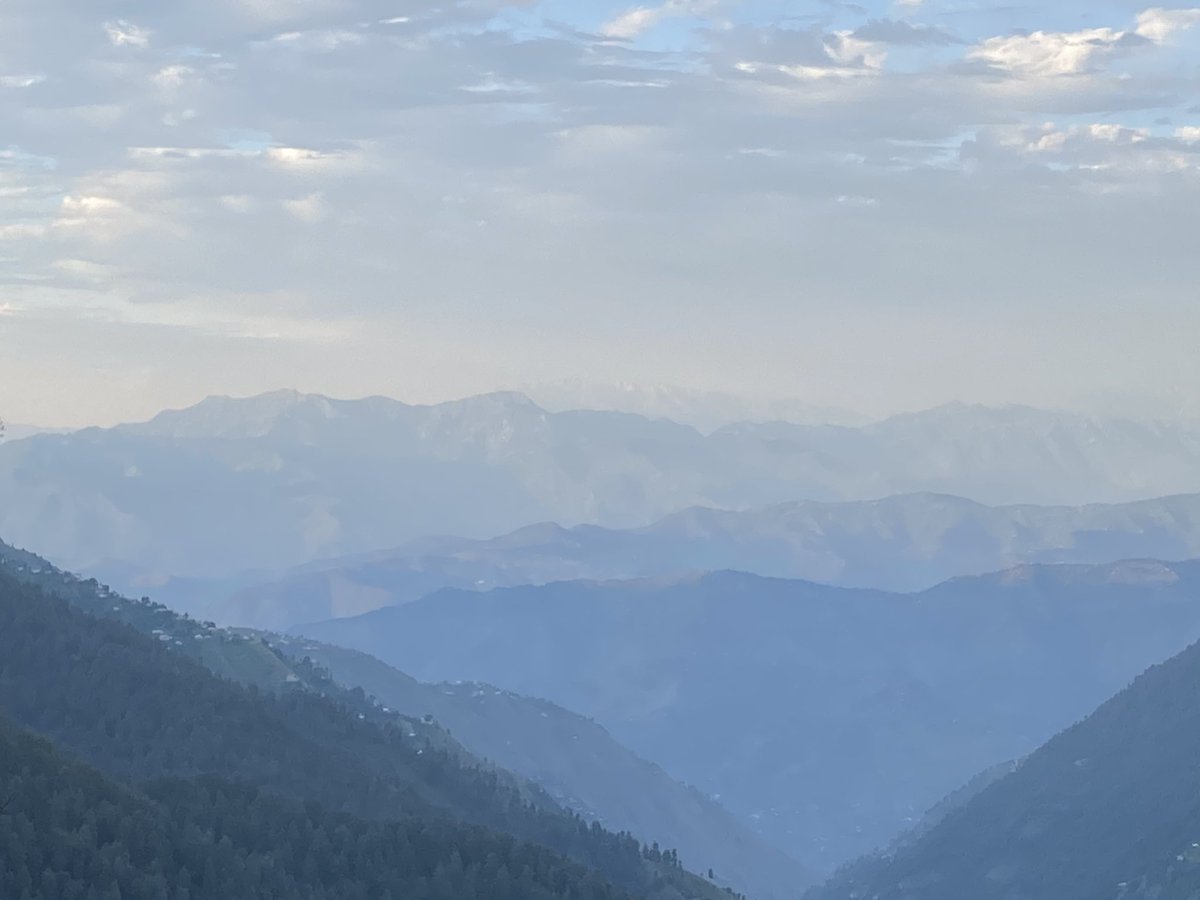 Next day went for a walk - with views of the local high peak Miranjani (9,800 feet) - a spot in Nathiagali by the church allows uninterrupted views of snowclad peaks - the snowy peaks in the far distance are Neelam Valley AJK (left) and Indian Occupied Kashmir (Gulmarg) (right)