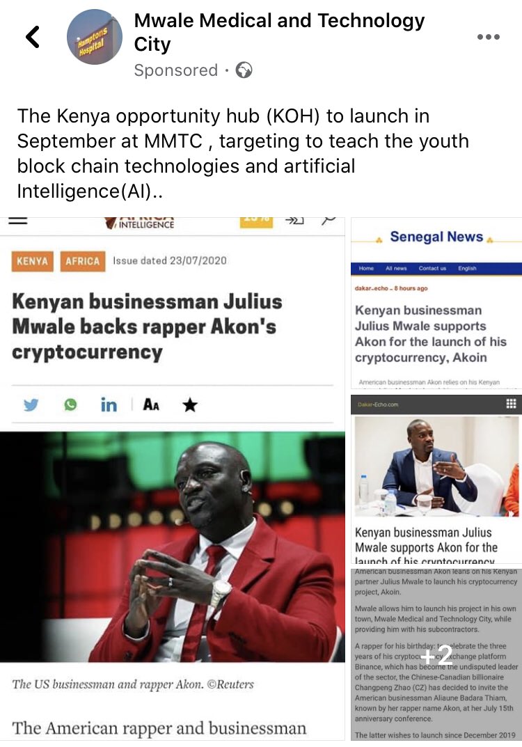 A Con City.Media colleagues in Senegal writing about Akon and Julius Mwale Technology City, there is more to the Project than meets the headline publication.Do your due diligence before publication of any article involving Julius Mwale MTC.