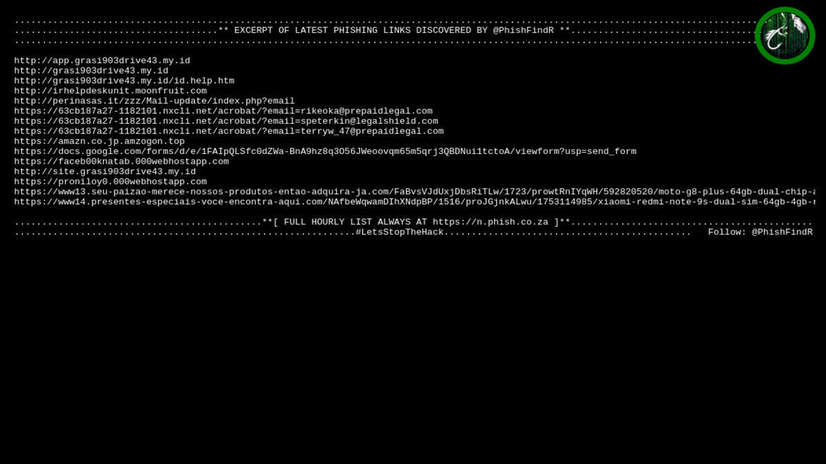 PhishFindR's tweet photo. 🎣 PhishFindR Found: 
15 NEW #Phishing #links 🔗
@ 08:11:46 > https://t.co/MhQZhs76kS

🔗 Found Today: 434 > https://t.co/Ff8Di77OyV
2020-07-27 🦈

#cybersec #cybersecurity #infosec #malware #dataviz #datamunching https://t.co/V8tooYKiIh