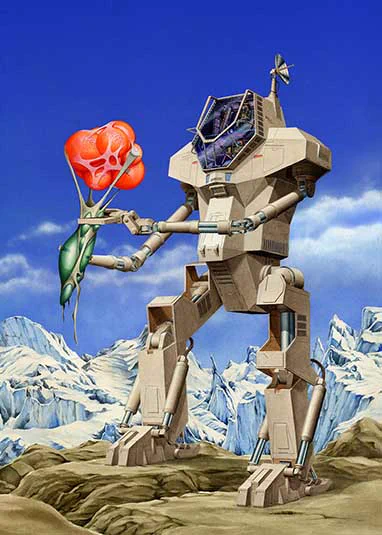 【宇宙船の思い出-1】創刊号から表紙イラストを担当させて頂いたのですが、デビューしてあまり間が無い私は仕事と言えばモノクロカットとか怪獣やメカの図解ばかりで、1枚イラストというのは描いた事がありませんでした。村山実編集長から新雑誌の表紙イラストを指名された時は正直びびりました。 