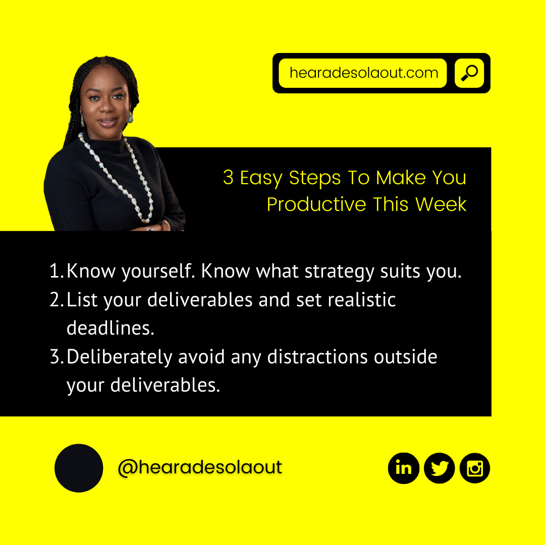 HearAdesolaOut's tweet photo. Another Monday is here. Check out these three easy steps to help you become more productive in your work.

#Monday #Productivity #Career #HearAdesolaOut https://t.co/8CHNHJglf1