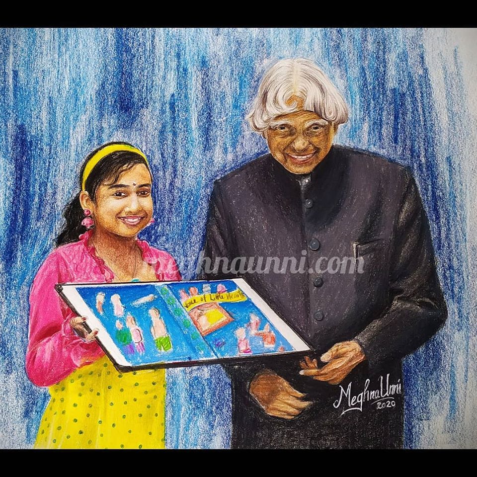 meghnoo's tweet photo. My new #painting : I was really fortunate to meet Dr  #apjabdulkalam  the #MissileMan and Honorable Former President of India just few months before his demise 🙏 #APJAbdulKalaam #APJ_அப்துல்கலாம் #MissileManofIndia https://t.co/uMOPeXwtOj