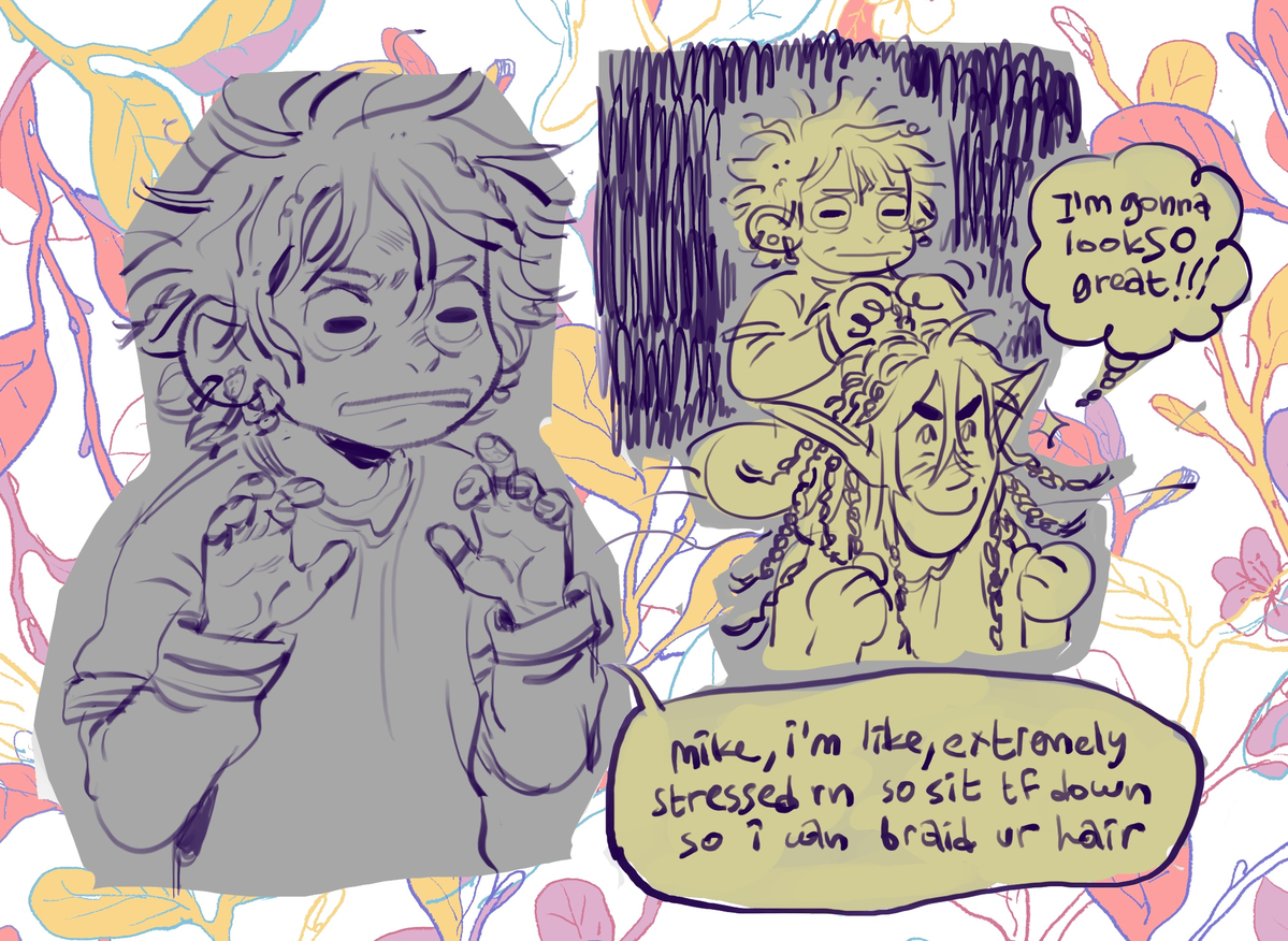 not sure but guess i deleted the first drawing quickly after posting it here sooooo reposting it w some other silly oc stuff??