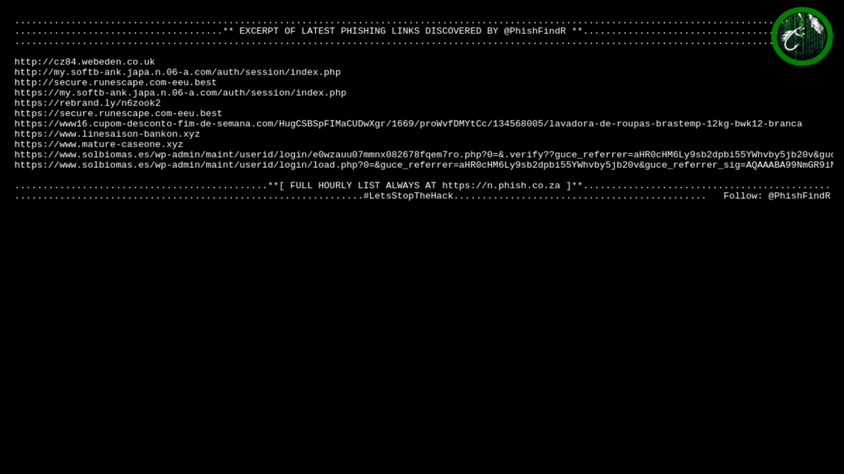 PhishFindR's tweet photo. 🎣 PhishFindR Found: 
11 NEW #Phishing #links 🔗
@ 11:11:48 > https://t.co/MhQZhs76kS

🔗 Found Today: 508 > https://t.co/Ff8Di77OyV
2020-07-27 🦈

#cybersec #cybersecurity #infosec #malware #dataviz #datamunching https://t.co/PmrNubFHNa