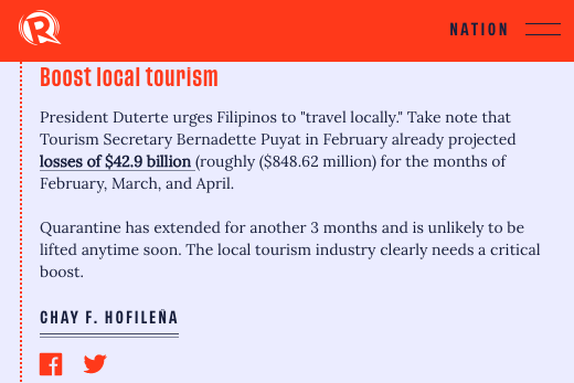 President Duterte urges Filipinos to "travel locally." | via  @chayhofilena  #SONA2020  https://rappler.com/nation/updates-duterte-state-of-the-nation-address-2020