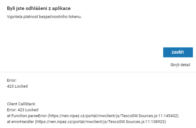 TomasZmuda's tweet photo. Tak od rána se opět nedaří přihlásit do NEN, CallStack na produkci. Smazání cache nepomáhá, vždy mě to po přihlášení odhlásí. Co na to @mistnirozvoj? @NENENcz https://t.co/kXCwPuHGq4