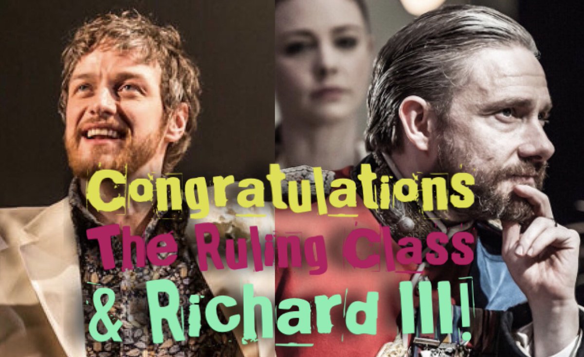 TrafTheatre's tweet image. Congratulations to #TheRulingClass with #JamesMcAvoy and #RichardIII starring #MartinFreeman who go through to tomorrow’s big Final to find the best Studio 1 show of the last ten years! 🎉🎉🎊🎊🤩🤩🤩🎭🎭#theatre #vote #poll #westend #productions