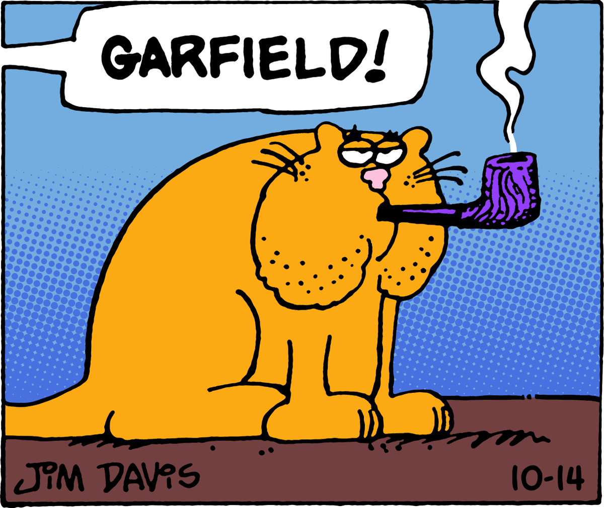 pangenttech's tweet photo. Now where could my pipe be? Garfield! https://t.co/fobtOrS2dW