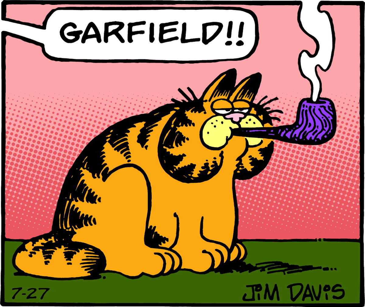 pangenttech's tweet photo. Now where could my pipe be? Garfield! https://t.co/fobtOrS2dW