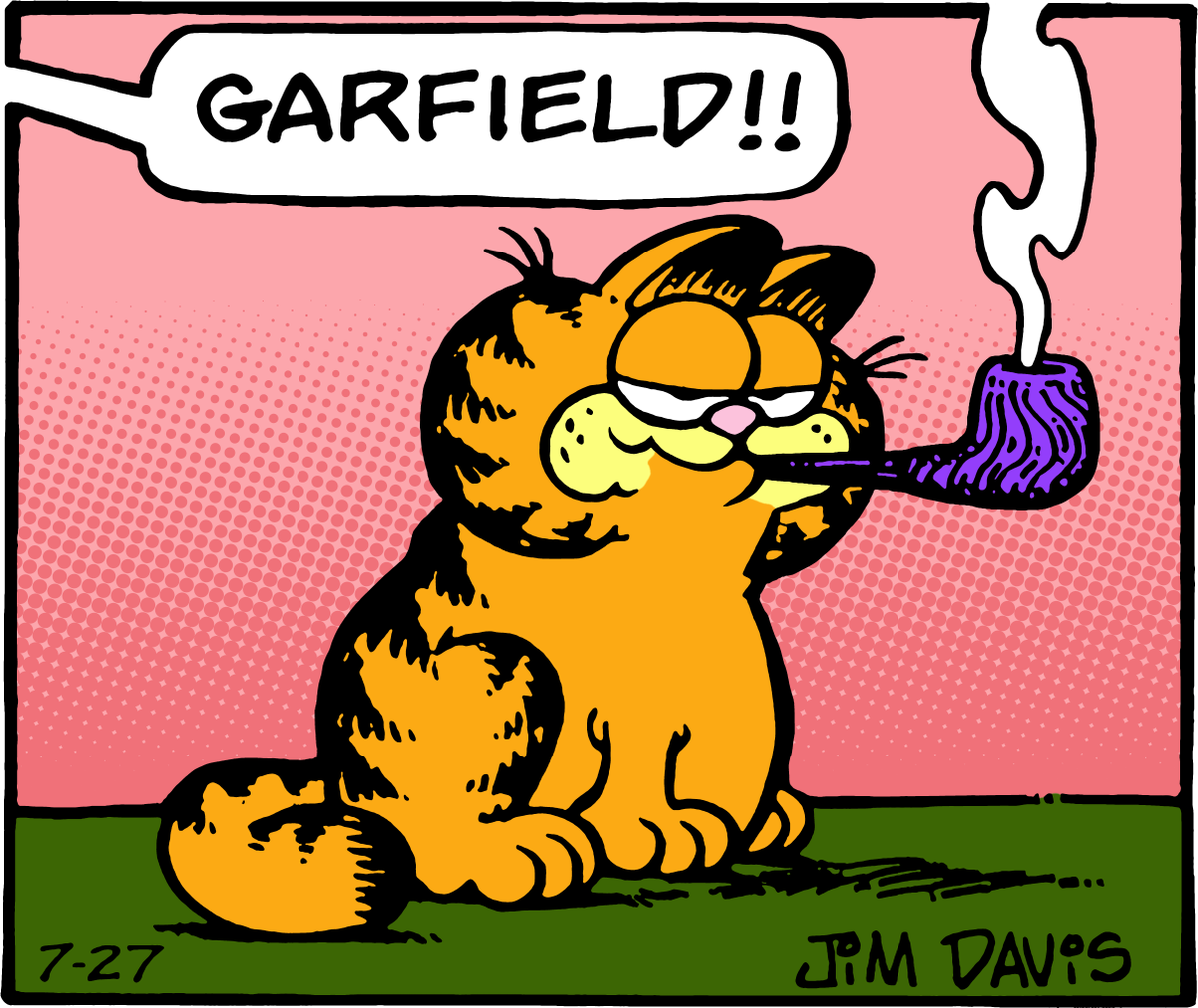 pangenttech's tweet photo. Now where could my pipe be? Garfield! https://t.co/fobtOrS2dW