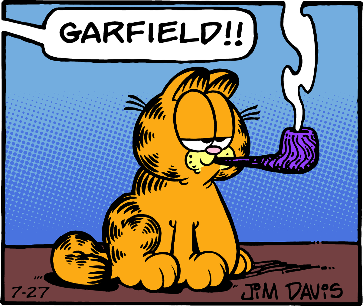 pangenttech's tweet photo. Now where could my pipe be? Garfield! https://t.co/fobtOrS2dW