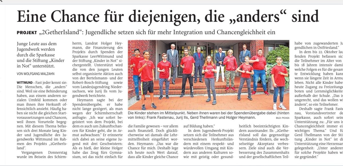 Jugendwerk1's tweet photo. Heute berichtet unsere Zeitung @Harlinger1862 über unser neues Projekt aus @Wittmund https://t.co/KPWIM8MdSg