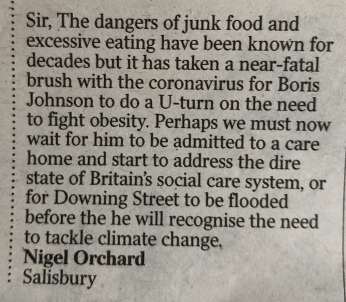 letter to The Times