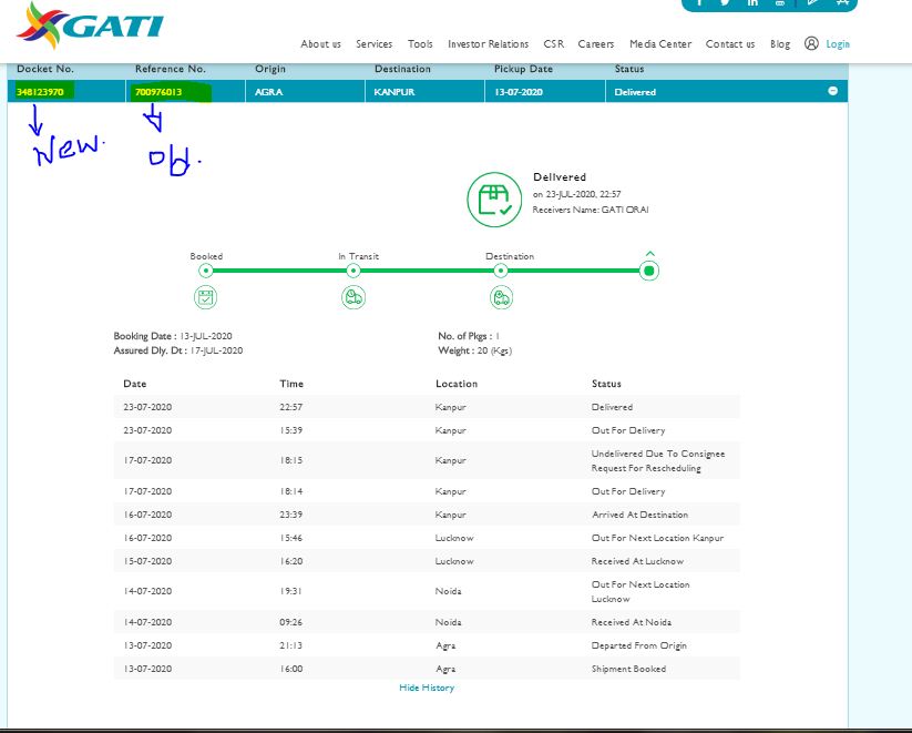 Meghdootherbal's tweet photo. @GATIKWEIndia Docket No 348123970 Firstly it reached the wrong city then it was redirected to the right city ,  after that shown delivered which is fake as it is not delivered till now. https://t.co/wuDhYPpiVX