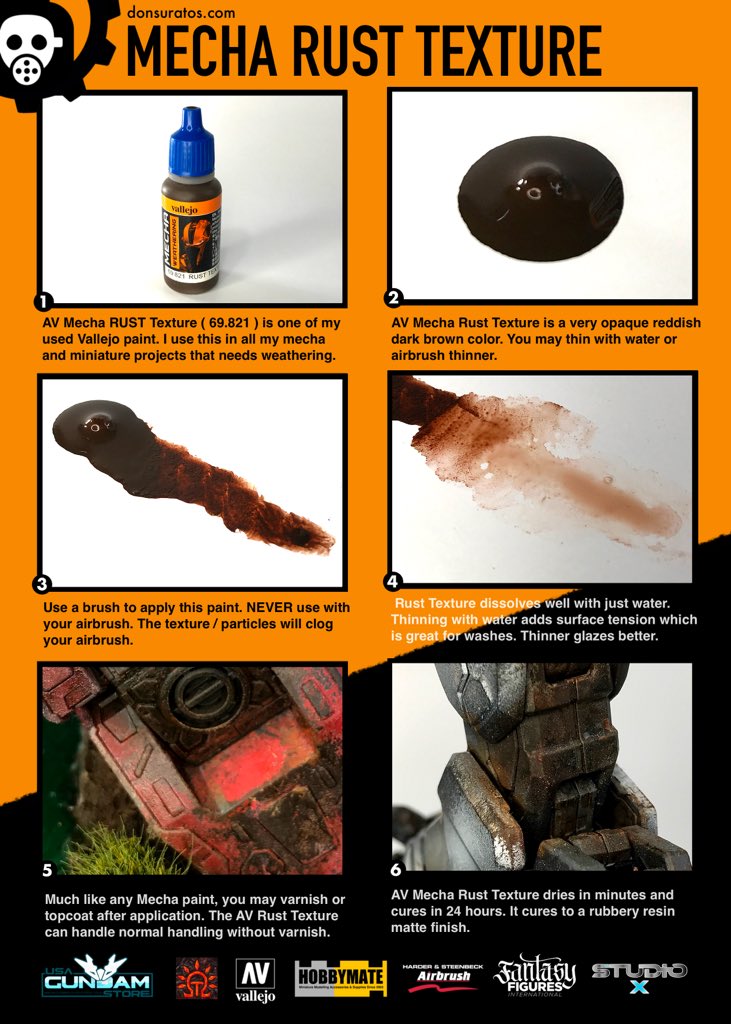 don_suratos's tweet photo. 🔵 AV RUST TEXTURE 

Not really a tutorial but more of a @vallejocolors product guide. One of my top Vallejo weathering paint. I cannot do mecha weathering without this AV paint in my life. 😅

Hope you find this informative. 

Saludos! 🎨🦾🦾🦾

#alwaysvallejo #gunpla https://t.co/q30q3evqMw