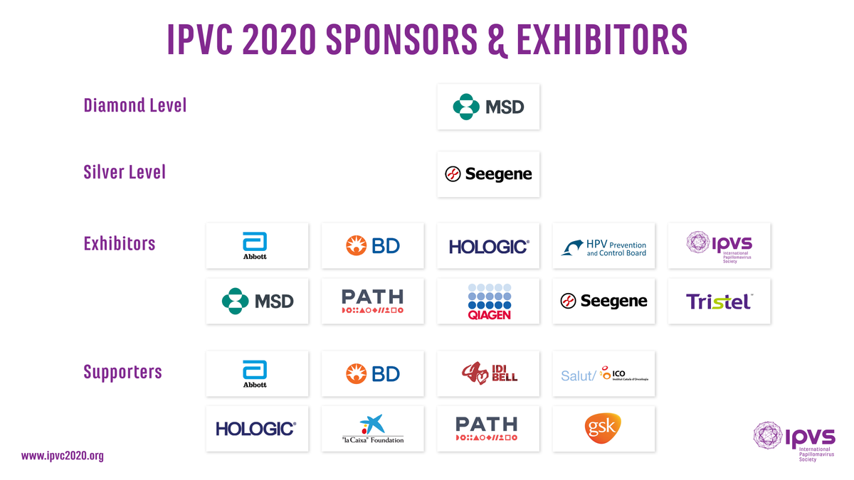 IPVSociety's tweet photo. The International #Papillomavirus Society sincerely thanks #IPVC2020 sponsors, exhibitors and supporters for venturing into the virtual conferencing world with us and contributing to its success. IPVC 2020 is still accessible.  https://t.co/EmS7tdNJEJ #HPV #IPVC2021 #vaccine https://t.co/Of8mrRv2ak